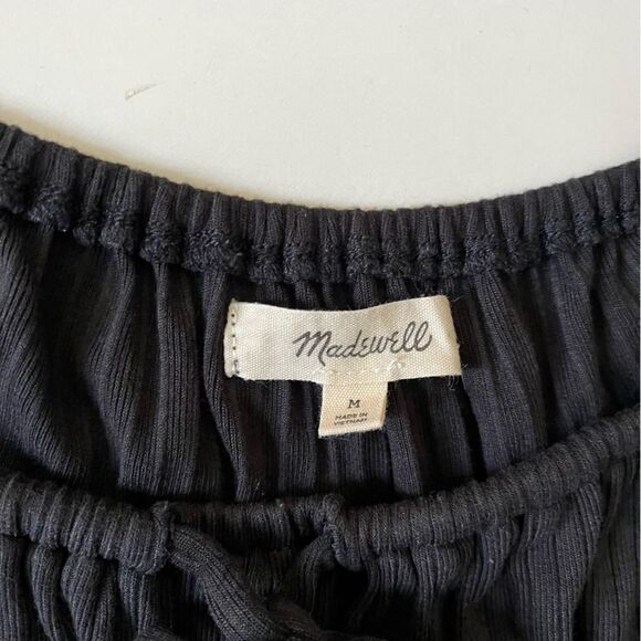 Madewell *BLACK* Ribbed Square-Neck Long-Sleeve Top - Picture 7 of 8